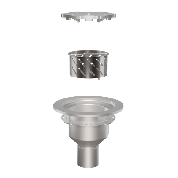 Cone Area Drain with lid and strainer basket
