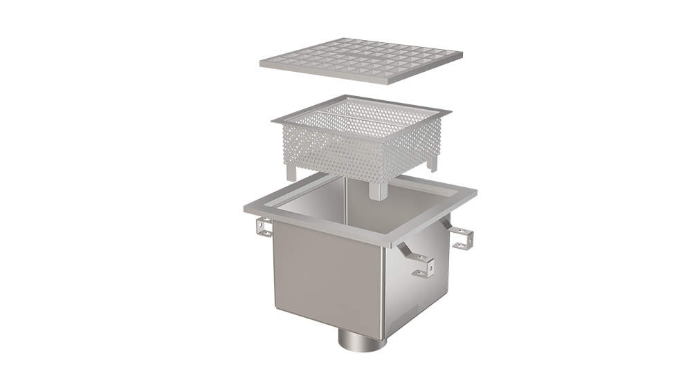 Floor sink with strainer basket and grate