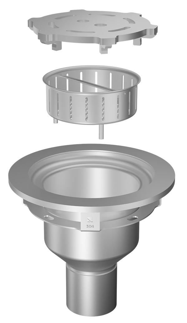 Round Area Drain with Lid and Magnetic Locking Strainer Basket