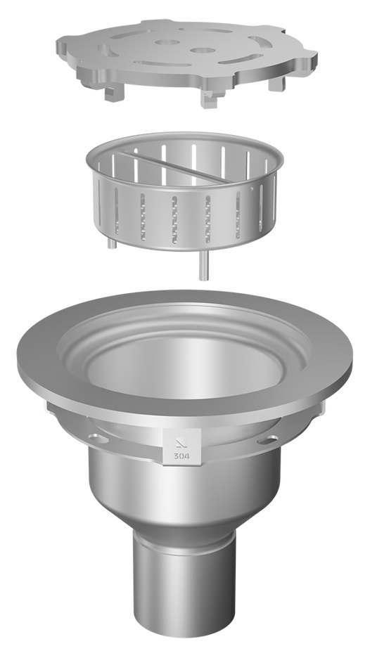 Round Area Drain with Lid and Magnetic Locking Strainer Basket