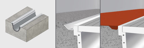 An image of the trench drain keyform and how it functions