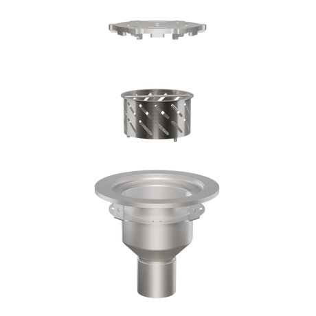 Cone Area Drain with lid and strainer basket