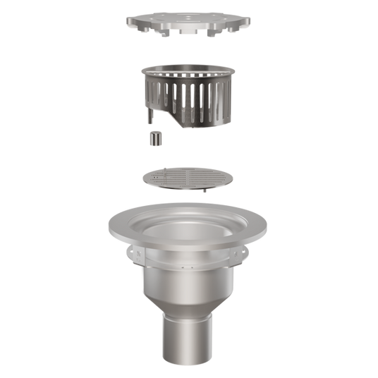 Cone Area Drain with lid and magnetic locking strainer basket
