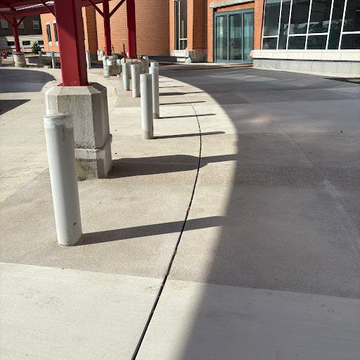 Radius drain installed outside a hospital